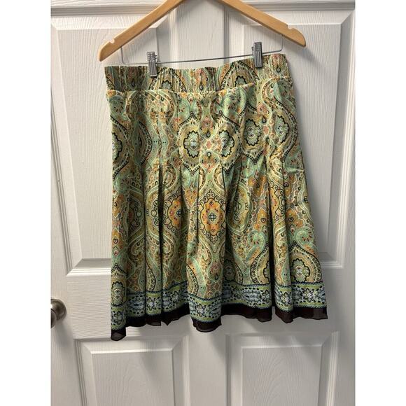 VTG Harolds Skirt 8 ALine Green And Brown Medallion Boho Cottagecore Cotton Y2K - Picture 3 of 6